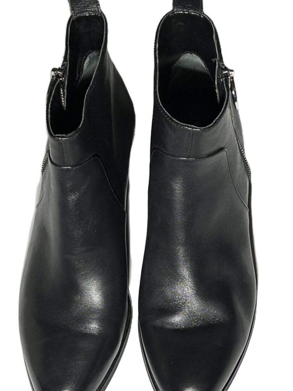 NEW Via Spiga Black Leather Ankle Boots Booties Side Zipper Shoes sz 7